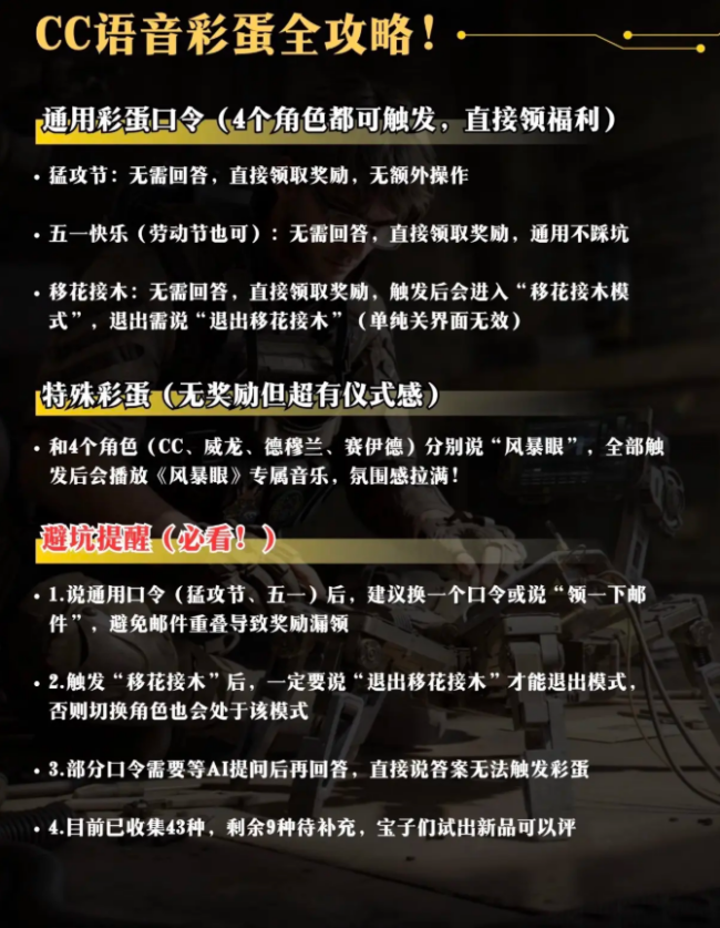 三角洲行动CC语音有什么彩蛋 cc语音全部答案