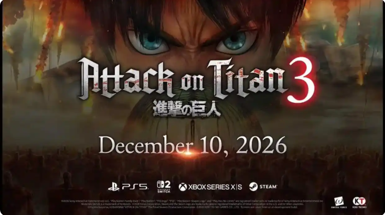 光荣进击的巨人3定档12月10日 重温艾伦故事壮阔终章