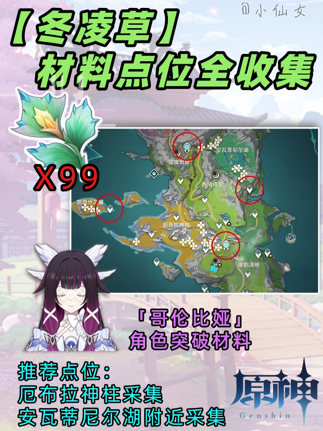 原神冬凌草位置分布图 冬凌草高效采集路线分享