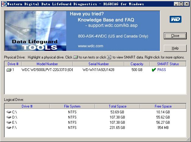 wd西数硬盘检测工具 Data lifeguard diagnostics